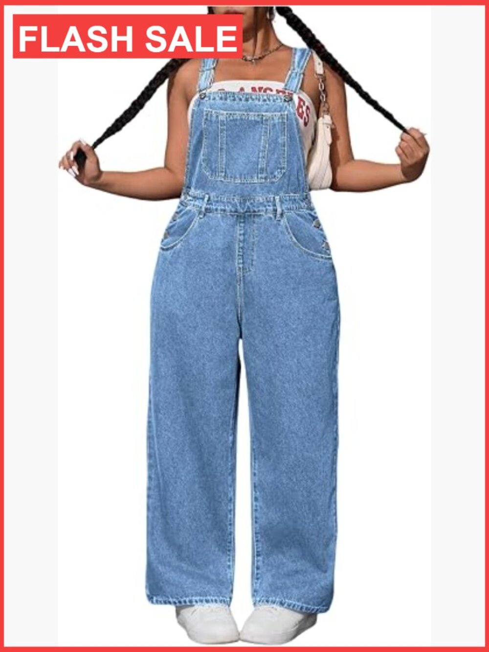 Plus Size Denim Overall Jumpsuit with Pockets